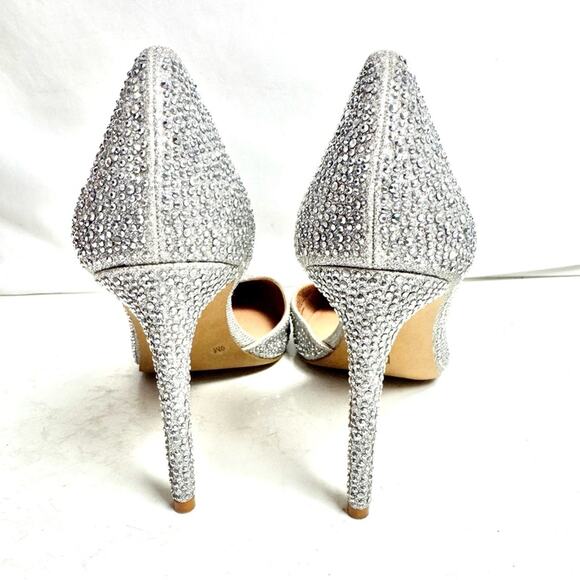 I.N.C Silver D’orsay Rhinestone Pointed Toe Pumps Heels Shoes Size 9 - Picture 5 of 9